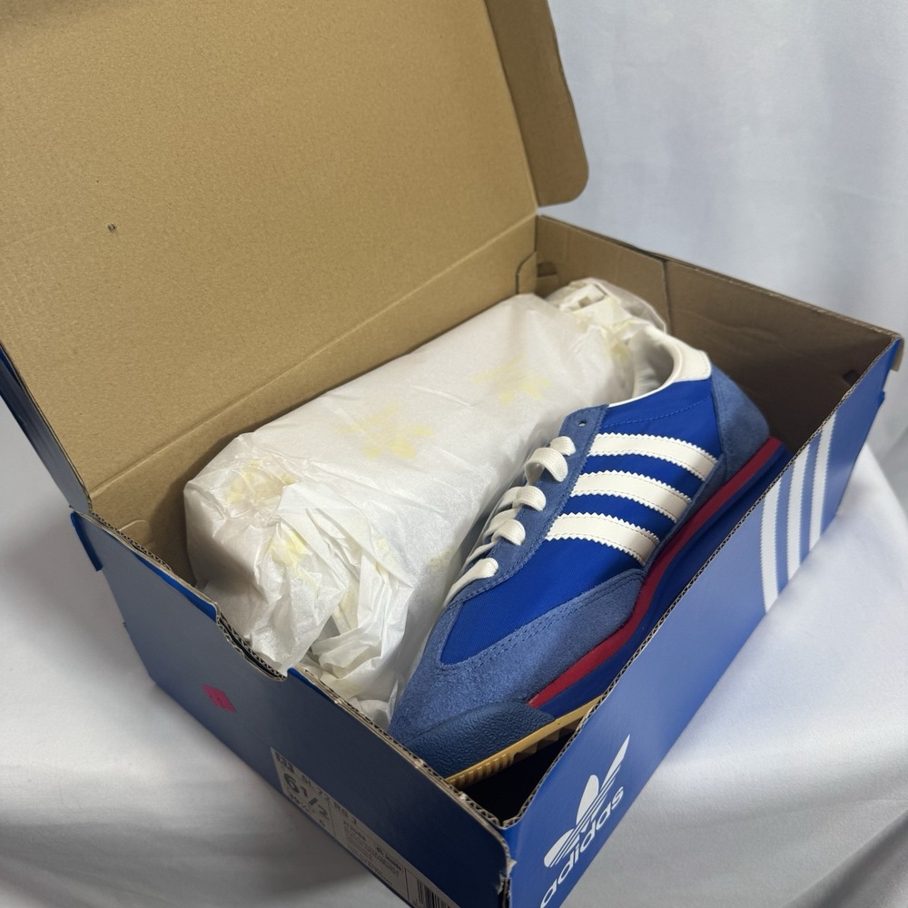 Adidas M6.5 SL 72 RS Blue White Red Striped Suede Low Top Sneakers JI3088 - NEW! - Picture 6 of 8